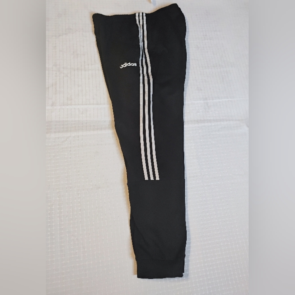Adidas Black Track Pants with White Stripes